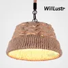 Willlustr 대마 로프 펜던트 램프 미국의 국가 스타일 정지 빛 로프트 에디슨 전구 천연 소재 매달려 조명