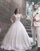 Ball Gowns Arabic Wedding Dresses Applique Beaded Lace Long Sleeves Wedding Gowns Arabic Bridal Gowns White Wedding Dresses