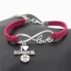 Совершенно новый спортивный панк -антикварный серебро I Love Baseball Soccer Basketball Volleyball Football Charm Pendant Infinity Love Leather7629449