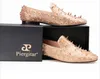 new Luxury Gold or Silver Spikes and Diamonds Men's Glitter Leather Loafers Suitable for Banquet and Wedding