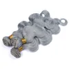 Bundles de cheveux de vague de corps gris argenté avec 13 * 4 fermeture frontale de bande de dentelle Bundles gris de cheveux vierges brésiliens avec oreille à oreille dentelle frontale