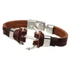 Personalidad marrón genuino vaca cuero envoltura pulsera encanto hombres joyería equipo náutico ancla marina marina marina ancla pulsera accesorios masculinos