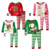 Dziecko Boże Narodzenie Santa Deer Piżamy Kids Stripe Homewear Zestawy Kreskówki Długie Rękawostopy + Spodnie Pleasweear Ustawia Jesienne Ubrania