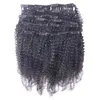 아프리카 킨키 클립 INS 100g 7pcs 자연 색 4B 4C 클립 인간의 머리카락 확장 자연 머리카락