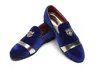 Trendy British Men pointed velvet BLue Red Homecoming party dress oxford wedding shoes flats loafers male moccasins