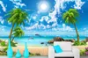 HD papel de parede bonito mar coco praia paisagem 3d papéis de parede para sala de estar sofá tv pano de fundo