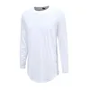 Trends Men T shirts Super Longline Long Sleeve TShirt Hip Hop Arc With Curve Hem Side Zip Tops tee185R