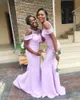 2018 Moderna Lavendel Mermaid Bridesmaid Dresses Cap Sleeves Beaded Satin Long Nigeria Wedding Guest Dress Evening Party Gowns