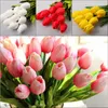 20PCS frete grátis / LOT PU Mini Tulip Flower Artificial Ornamento da flor do casamento real de toque para Home Living Decoração do partido
