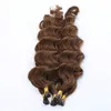 18 '' - 24 '' 1g / sträng fint färgkroppsvåg I Tipsa hårförlängningar 100s # 04 Färg 100% Remy Human Fusion Hair