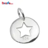 Beadsnice 925 Sterling Silver Okrągłe Wisiorek Puste Poglowie Star Tagi Tagi Biżuteria Znalezienie rzemiosła Dostawy ID 35488