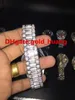 Luxo 43mm grande diamantes mecânicos homem relógio (multi cor dial) todos diamante banda automática aço inoxidável homens relógios whi 711