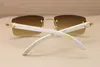 Hot Brand White Buffalo Glasses Naturel Véritable Corne De Mode Desginer Lunettes De Soleil Exquises Lunettes Sans Monture 8200757 56mm avec Étui D'origine