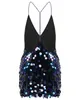 2017熱い販売爆発モデルハーネスドレスセクシーなディープvホルタードレススパンコールスカート