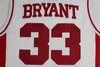 Mi08 Herren Vintage 33 Bryant Lower Merion High School Basketball-Trikots Rot Schwarz Weiß Genähte Hemden S-XXL