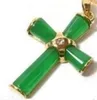 Hermoso colgante de cruz de jade verde y collar Chain321K