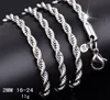 2mm repkedja halsband, grossistpartier mode smycken 925 stämplade silverpläterade smycken halsband g203