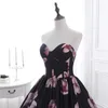 Dresses In Stock New Printed Flowers Prom Dress Ball Gowns Long Quinceanera Dress Sweetheart Floor Length Black Party Dresses