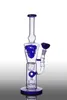 파란 녹색 유리 봉 물 파이프 여과기 hookahs 큰 14 인치 Recycler 퍼크 14mm 조인트 봉 석유 조작