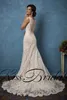 Vintage Full Lace Wedding Dresses Sheath V Neck Cap Sleeves Sweep Train High Quality Dubai Bridal Gowns