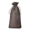 10pcs/lot Jute Wine Bottle Gift Bags burgundy 16*36cm Christmas wine Decorations folding bags Festive supplies