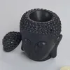 Testa di Buddha tailandese Bruciatore di olio essenziale Lampade profumate in ceramica Diffusore di aromi Portacandele Ornamento Zen Aromaterapia per la casa Nero Bianco