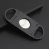 Pocket Plastic Stainless Steel Double Blades Cigar Cutter Knife Scissors Tobacco Black Free DHL In Stock WX-C22