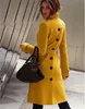 레드 옐로우 레드 여자 트렌치 코트 코트 여자 겨울 긴 숙녀 재킷 울 XL