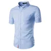 Wholesale-メンズシャツデザイナーブランド男性半袖シャツカジュアルスリムフィットブラックドレスシャツメンズハワイアン3xL 3656