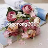 Fake European Camellia Bunch 29cm / 11.41 "Lengte Kunstbloemen Thee Rose met Mini Bloemblaadje voor DIY Bruidsboeket Accessoires