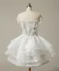 2017 Nova Adorável Branco Curto Homecoming Vestidos Querida Flores Organza Graduação Dresse Party Prom Vestido Formal QS1046