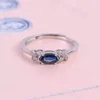 Nişan için 100% gerçek safir gümüş yüzük 3mm * 6mm markiz kesim safir yüzük katı 925 gümüş safir güzel takı