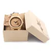 ボボバードクラシック竹の木製時計エルクディアヘッドカジュアルな腕時計竹バンドクォーツ時計