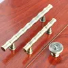 Tiradores de muebles de bambú de estilo retro de 64mm y 96mm, tiradores de puertas de tocador de armario de cocina de latón antiguo, perilla de bronce para cajón de zapatos