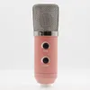 MK-F100TL USB Condenser Sound Recording Audio Processing Wired Microphone with Stand for Radio Braodcasting KTV Karaoke Pink