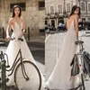 Sexy Liz Martinez A Line Wedding Dresses With Belt Deep V Neck Sleeveless Lace Appliques Custom Made Garden Country Beach Bridal Gowns