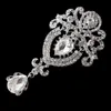 3.8 Pulgadas Aleación de Plata Boda de Lujo Ramo de Novia Claro Cristales Grandes Gota Broche Venta Caliente Mujeres Broches Prendedores Joyería de Alta Calidad Pin