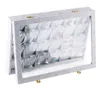 silver gray velvet 24 grids jewelry display case with glass cover for pendant