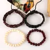 4 pièces ensemble unisexe en cuir corde tressée à la main perlé bracelets porte-bonheur pour femmes hommes Punk bracelet bijoux