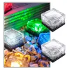 LED Sollampa Ice Brick 4LEDS 1LED Jordljus Kubformad Solar Garden Light IP68 Multi Färger Trådlös Undergroud Lagga Vit Blå