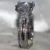 サイズ 5-11 高級ジュエリー 12CT ホワイトトパーズ宝石 925 スターリングシルバー模擬ダイヤモンドパヴェ結婚式婚約エッフェル塔リングギフト