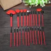 Superior 24pcs Makeup Brushes Kit Pincel Maquiagem Soft Full Application +Pu Leather Bag Deep Red Make Up Brushes Combination