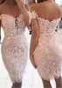 Exquisite Tulle & Satin Off-the-shoulder Neckline Short Sheath / Column Cocktail Dresses With Beaded Lace Appliques Short Homecoming Dress