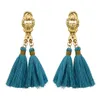 idealway 6 Colors Bohemian Fashion Gold Plated Thread Tassel Chain Dangle Long Earrings For Women Jewelry