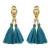 idealway 6 Colors Bohemian Fashion Gold Plated Thread Tassel Chain Dangle Long Earrings For Women Jewelry