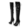 wholesaler free shipping factory price special price high heel long boot inner slide laceup jack boots overknee boots pole dancing boot