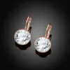Bella Piercing Dangle Earrings Rose Gold Color Jewelry For Women White Crystals From Austria Fashion Stud Earrings Party Jewelry Accessories