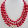 NOUVEAU collier de corail rouge naturel 14K 8mm 48" fermoir en or