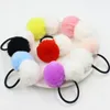 50 stks dame meisje faux bont pluizig pom pom dubbele kleur bal samen scrunchies pompon elastische paardenstaart houder haar stropdassen accessoires GR111