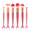 6PCS Mermaid Pro Makeup Brushes Set Foundation Blending Powder Eyeshadow Contour Concealer Blush Cosmetic Beauty Make Up Kits Tool5169185